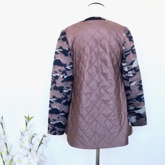 NEW! LOGO by Lori Goldstein Brushed Fleece Camo Zip Front Jacket Quilted SZ 2 - Picture 5 of 9